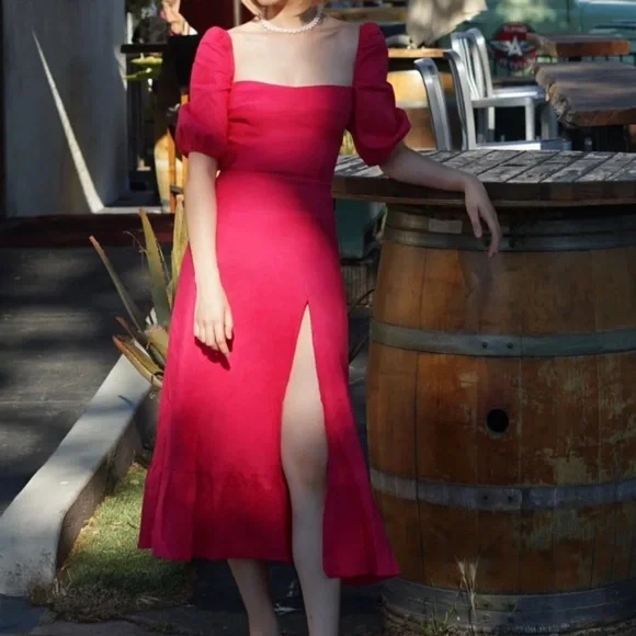 NWT Reformation Belgium Linen Dress Corvette - joarbit.com